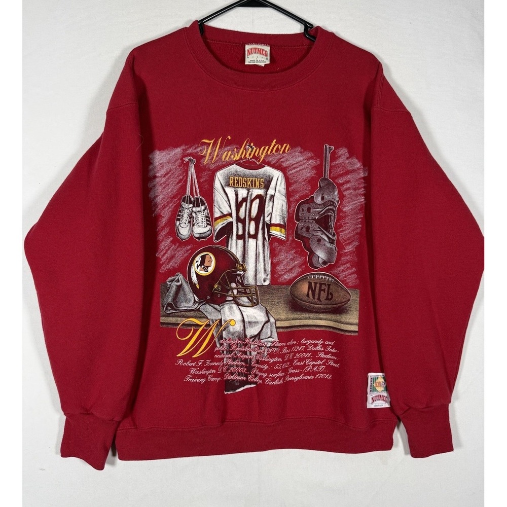 Vintage Washington Redskins Nutmeg Mills Sweatshirt Mens Large Red USA Made 90's - Picture 1 of 7